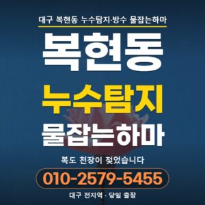 대구 복현동 누수탐지, 구멍 하나로 천장 속을 들여다봤습니다